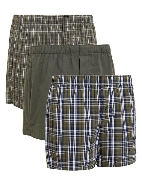 Buy 3pk Pure Cotton Checked Woven Boxers at Marks & Spencer