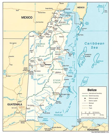 Map of Belize Central America