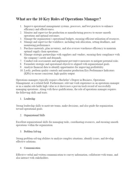 Image result for Operations Manager Tasks