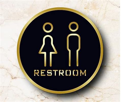 RESTROOM Signage nano Self-Adhesive Black Golden Sign for Business Shop ...