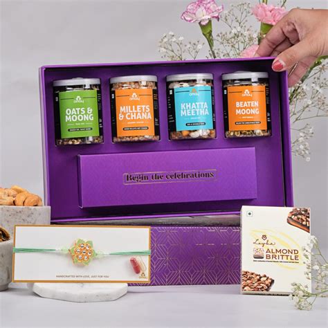 Omay Foods 7 Pcs_ Delightful Rakhi Celebrations Gift Box I Rakhi Gifts ...