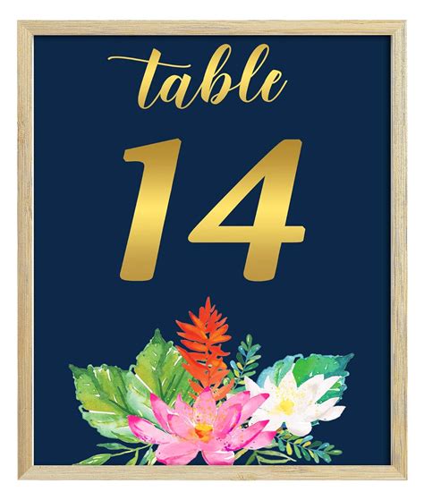 Darling Souvenir Lotus Floral Border Table Numbers DIY Wedding ...