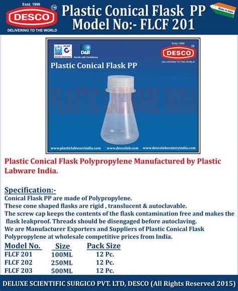 Plastic Labware Conical Flask - Manufacturers, Suppliers & Exporters India