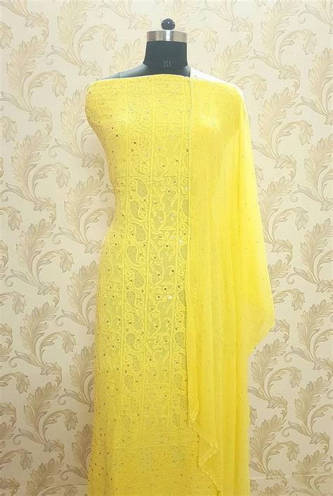Chikankari Georgette Kurta & Dupatta ( Mukaish )