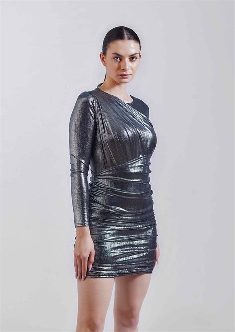 Silver foil bandage bodycon mini dress