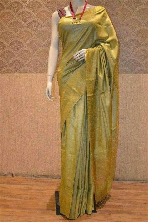 Handwoven Tussar Muga Silk Saree | Linen World