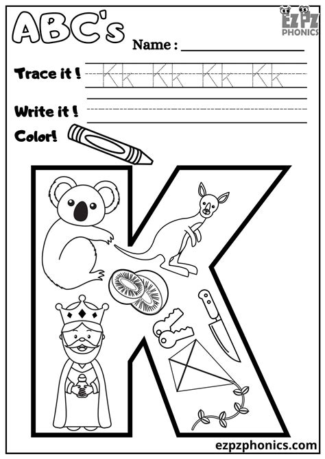Alphabet K Coloring Pages [2025]