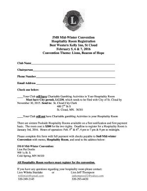 Fillable Online lions5m8 2016 Hospitality Room Registration - Lions ...