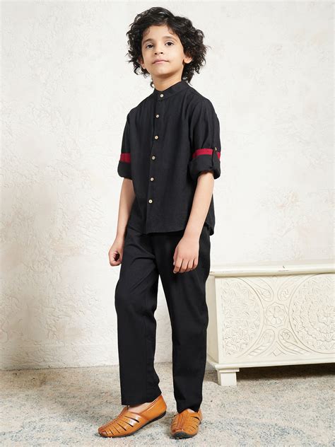 Black Pure Cotton Flex Co-Ord Set For Boys – Bug and Bees