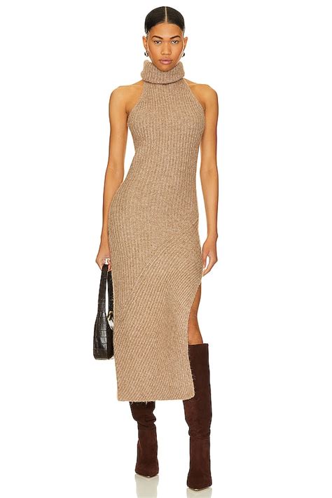 NICHOLAS Kiandra Sleeveless Turtleneck Midi Dress in Oat | REVOLVE