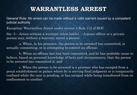 Elements Of Warrantless Arrest