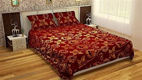 Buy Peponi Cotton Silk 210 TC Embossed Embroidery King Size Bedsheet ...