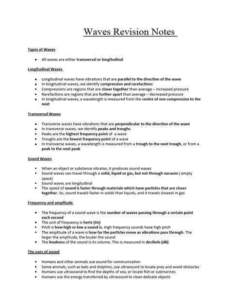 Image result for Alevel Study Notes for Waves