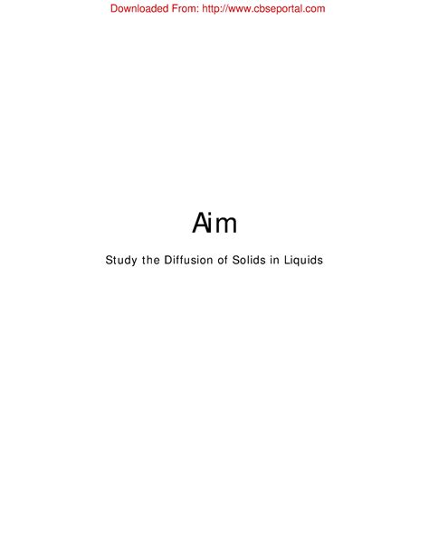 CBSE XII Chemistry Project Study the Diffusion of Solids in Liquids ...