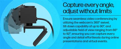 HP 620 FHD Webcam, Wired USB 3.0 Type-A, FHD 1080p, 2 x Noise-reducing ...