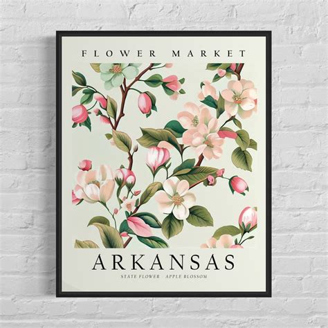 Arkansas State Flower, Arkansas Flower Market Art Print, Apple Blossom 1960'S Wall Art, Neutral ...