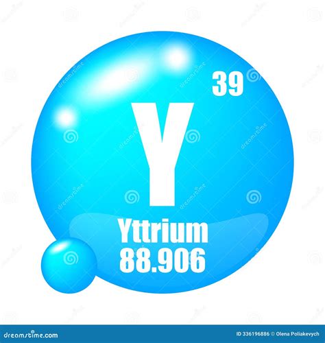 Yttrium Icon. Y Chemical Element. Atomic Number 39. Mass 88.906. Blue Sphere Image. Vector ...