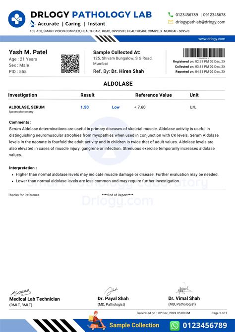 10 Key Clinical Guidelines for Aldolase Test Report Format | Drlogy