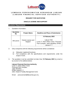 Fillable Online request for quotation oracle license and support ...