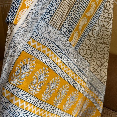 Yellow-Grey Indigo Bagh Print Suit BCI062 – Rewa Handloom