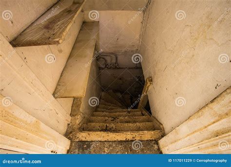 Wooden Stairs To the Scary Dark Basement Stock Image - Image of ...