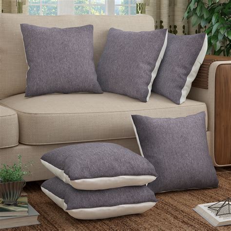 Story@Home Violet Plain Polyester 6 pcs of Alegra Cushion Covers ...