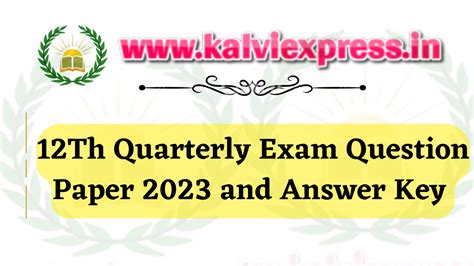 12Th Quarterly Exam Question Paper 2023 and Answer Key