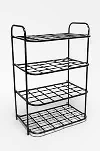 GAYATRI ENTERPRISE 4-Tier Plastic &Metal Shoe Rack, Black, Grid Design ...