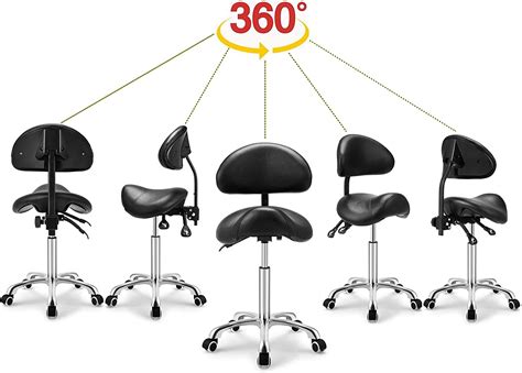 Buy Kaleurrier Saddle Stool Rolling Swivel Height Adjustable Stools ...