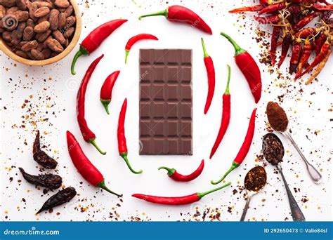 Dark Chocolate Bar, Red Hot Chilli Pepper Cayenne, Dry Hot Chili Spices ...
