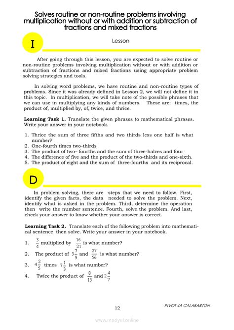 Image result for Examples of Module for Grade 6