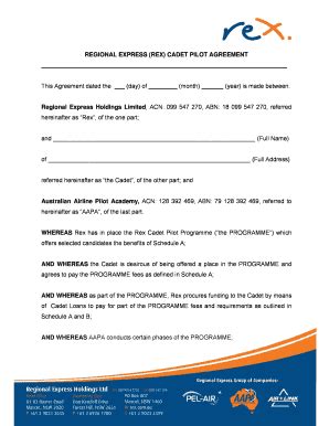 Fillable Online aapa net Rex 017 - Cadet Pilot Agreement FORMATTEDv3doc ...