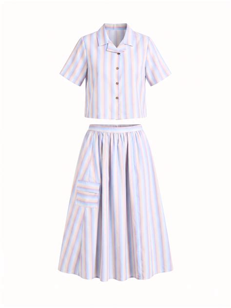 Pure Linen Shirt With Midi Skirt Set
