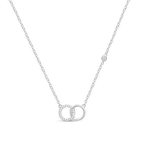 Interlinked Circle Rhodium Plated 925 Sterling Silver Necklace – Zavya