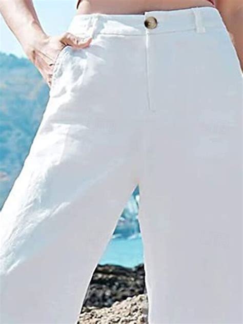 Women's Faux Cotton Linen Palazzo Pants Fashion Streetwear Comfort Full ...