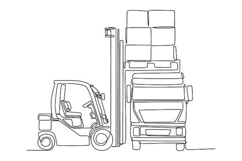 International logistics and cargo delivery concept single line draw ...