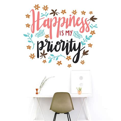 StickMe 'Happiness is My Priority Wall Sticker ' -SM252 (Multi Colour ...