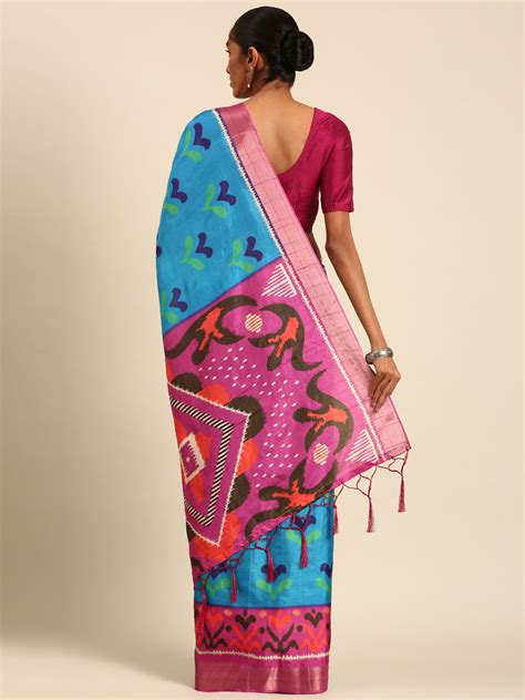 Buy Multi Color Cotton Digital Print Saree With Blouse Piece 86961 ...