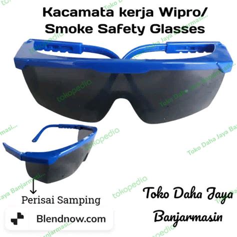Jual kacamata kerja hitam wipro/ smoke safety glasses - Kota ...