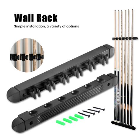 sunsanly Wall Mount Pool Stick Holder Billiard Pool Cue Rack Hardwood ...