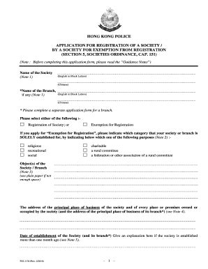 Fillable Online APPLICATION FOR REGISTRATION OF A SOCIETY / BY A ...