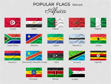 Premium Vector | Waved flags of african countries africa flags set 3d ...