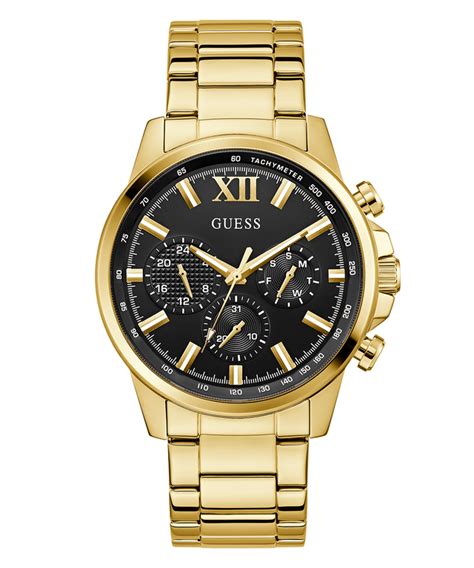 GUESS Mens Gold Tone Multi-function Watch