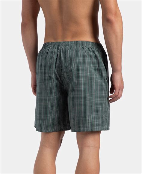 Buy Super Combed Mercerized Cotton Woven Checkered Boxer Shorts with ...