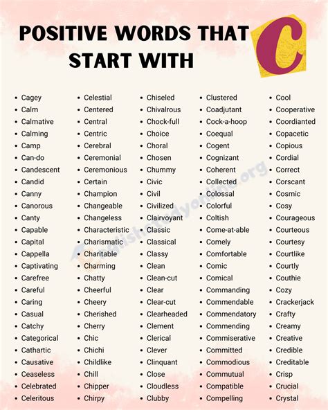 661 positive words that start with c – Artofit