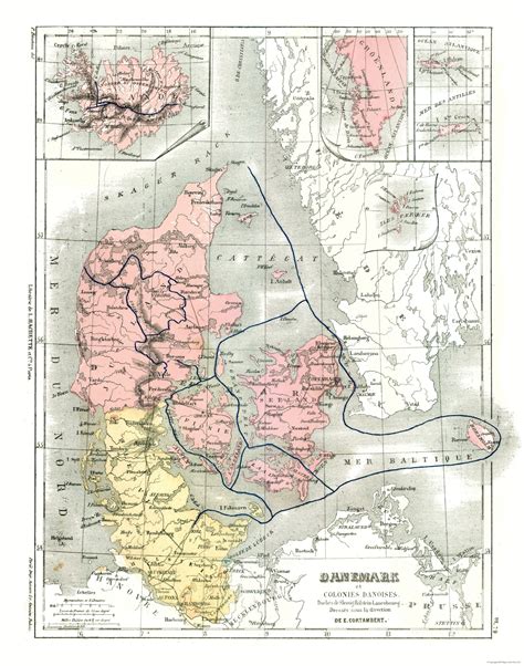Historic Map - Danish Colonial Empire Denmark - Cortambert 1880 - 23 x – Maps of the Past