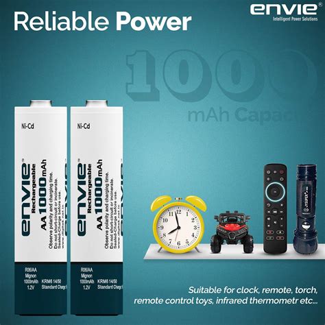 Buy ENVIE (AA10004PLNi-CD) AA Rechargeable Batteries, Low Self ...