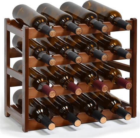 IWNTWY Wine Rack, 16 Bottles 4-Tier Free Standing Wine Racks, Wine Rack ...