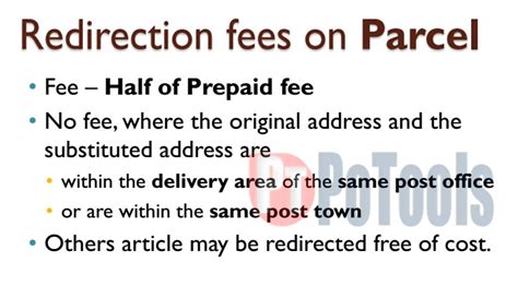 Redirection fee for Postal articles