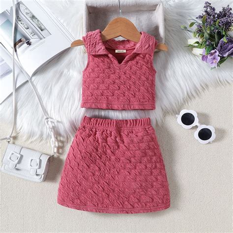 Girls Sleeveless Crop Collar Top With Skirt – INCLUD